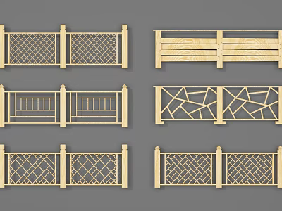 Decorative Garden Fences With Various Intricate Wooden Patterns And Designs 3d model