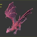 Highly Detailed Red Dragon Sculpture with Textured Wings and Dynamic Pose
