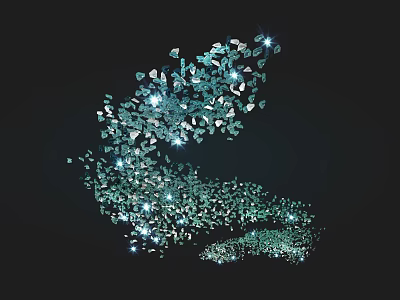 Green Diamond Shaped Pieces Chandelier With Flowing Design And Sparkling Lights 3d model