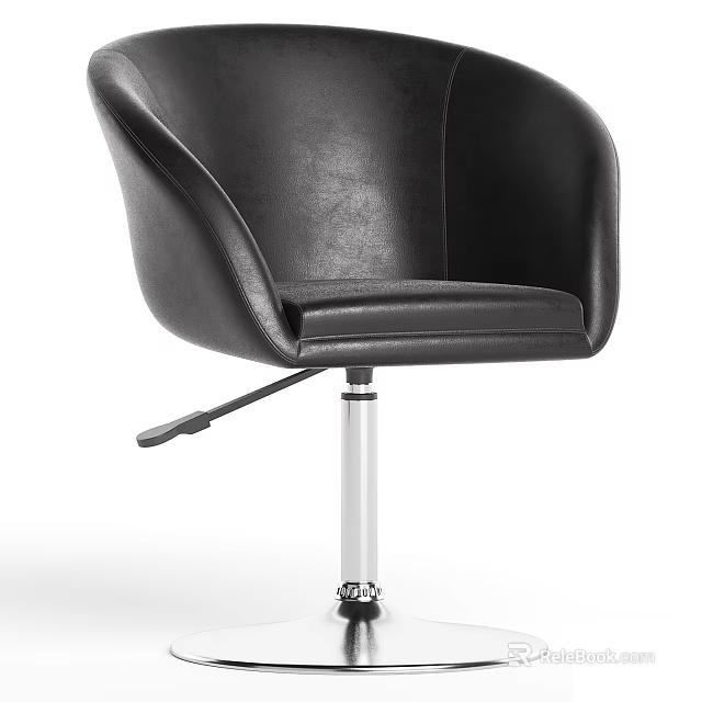 Modern Black Leather Office Chair With Adjustable Height And Swivel Base Design 3d model 