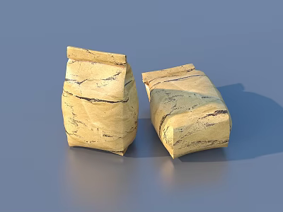 Two traditional bark wrapped homemade bread loaves on blue surface 3d model