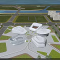 Modern Cultural Center Building Featuring Unique Facade Open Plaza And People Gathering