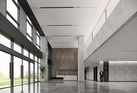 Modern Hall Office Building Lobby 3d model