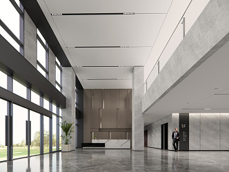 Modern Hall Office Building Lobby 3d model