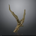 Golden Bird Sculpture With Outstretched Textured Wings And Abstract Design On Dark Background