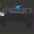 Gray And Blue Console With Green Graphic Display Screen And Disinfection Sticker