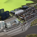 Mixed Height Residential Buildings Community With Roads And Green Spaces Layout
