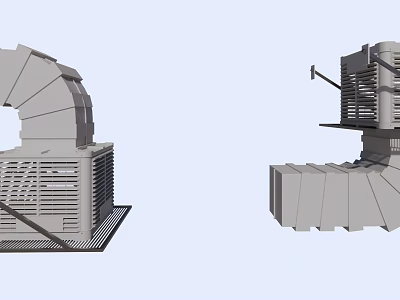 Industrial Air Conditioner Fan Units With Curved Duct And Grille Design 3d model