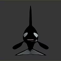Black And White Orca Whale 3D Rendered In Swimming Pose On Gray Background