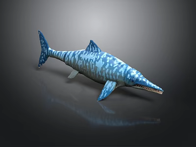 Blue Ichthyosaur With White Spots And Long Snout In Prehistoric Ocean 3d model