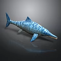 Blue Ichthyosaur With White Spots And Long Snout In Prehistoric Ocean