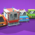 Colorful Cartoon Toy Cars Featuring Police Ambulance Green Blue Orange