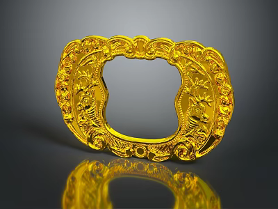 Golden Decorative Ornament With Intricate Carvings Detailed Patterns And Circular Design 3d model