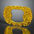 Golden Decorative Ornament With Intricate Carvings Detailed Patterns And Circular Design