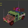 Tactical Military Hummer Vehicle With Roof Mounted Communication Equipment And Antennas