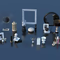 Decorative Ornament Set Including Mirrors Photo Frames Sculptures Candle Holders And Vases