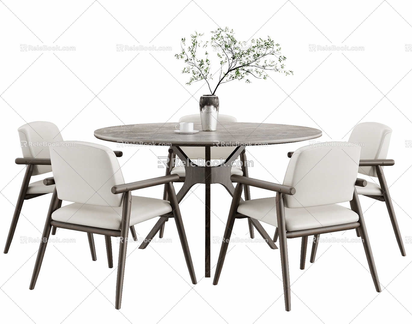 New Chinese Dining Table and Chair Set Round Dining Table and Chair 3d model