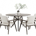 New Chinese Dining Table and Chair Set Round Dining Table and Chair 3d model