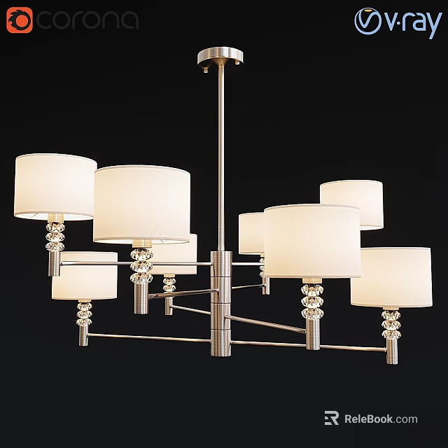 Elegant Modern Decorative Chandelier With Multiple White Lampshades And Metal Frame Design 3d model 