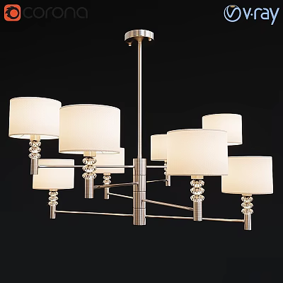 Elegant Modern Decorative Chandelier With Multiple White Lampshades And Metal Frame Design 3d model