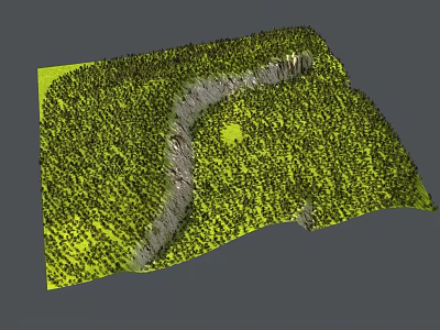 Scenic Green Landscape With Winding Path And Yellow Circular Area 3d model Scenic Green Landscape With Winding Path And Yellow Circular Area 3d model