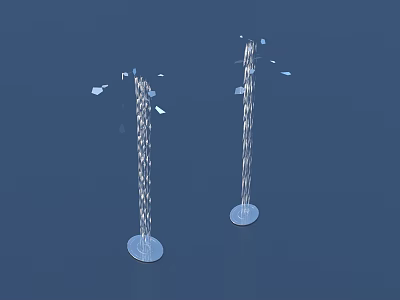 Spiral Transparent Garden Ornaments With Round Base And Small Square Decorations 3d model