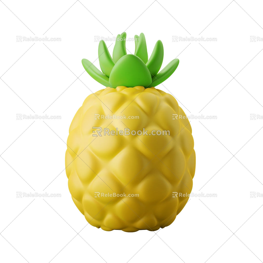 Modern pineapple fruit cartoon glass 3d model