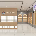 Modern Specialty Store Interior With Wooden Display Counters Product Shelves And Bright Lighting
