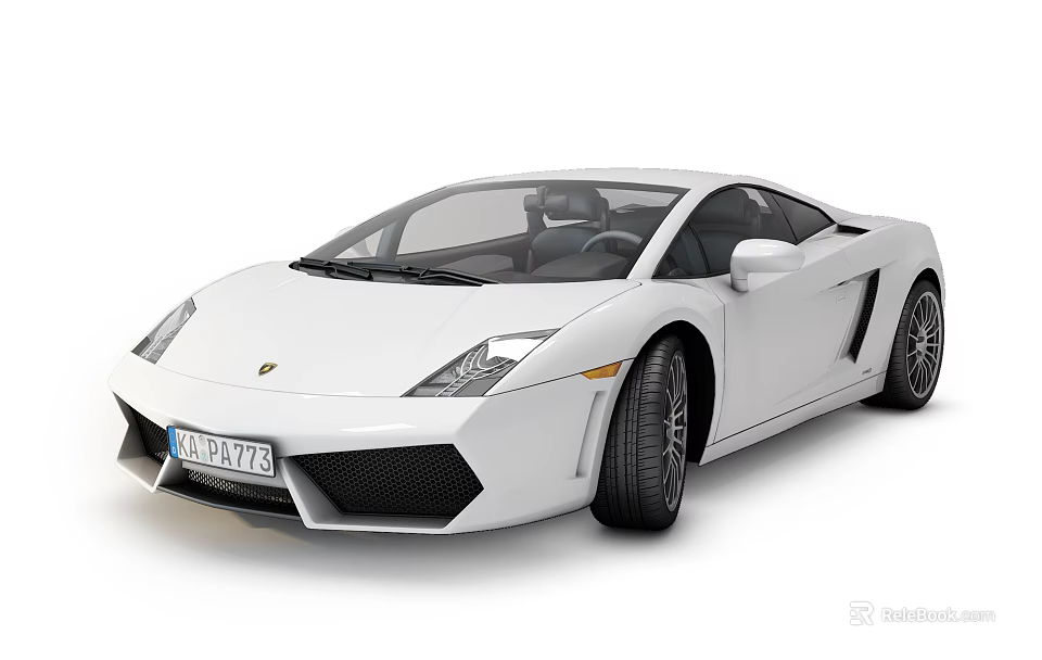 White Lamborghini Sports Car with Sleek Body Design Black Grille Alloy Wheels 3d model 