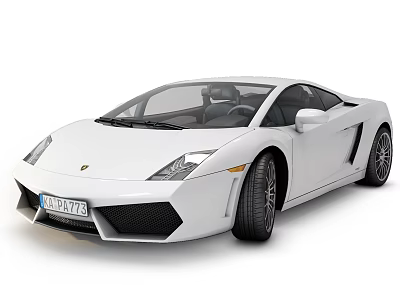 White Lamborghini Sports Car with Sleek Body Design Black Grille Alloy Wheels 3d model
