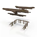 Traditional Wooden Architectural Framework With Horizontal Beams And Vertical Supports