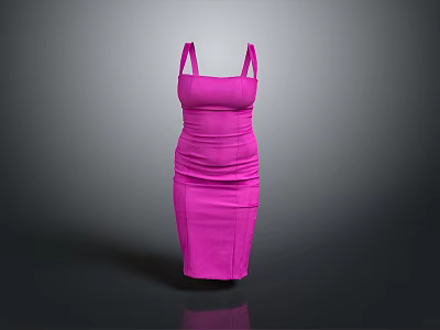 Elegant Pink Dress Sculpture with Fitted Design and Artistic Silhouette Details 3d model