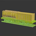 Train Model Railway Car With Silver Tank Container And Orange Cargo Box On Rail Track 3d model