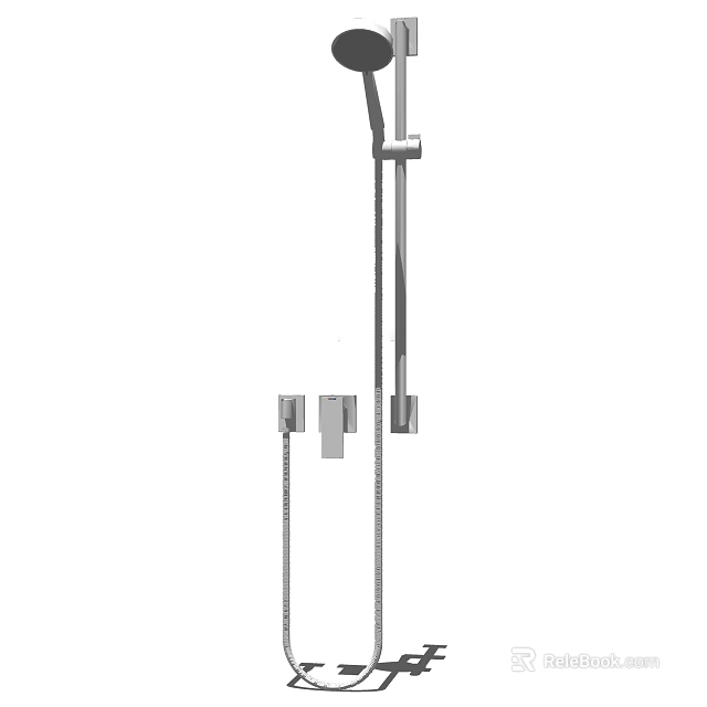 Sleek Modern Stainless Steel Bathroom Shower System With Handheld Rainfall Head And Control Valve 3d model 