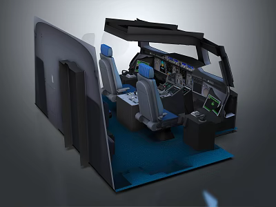 Spaceflight Simulator Cockpit With Astronaut Training Control Panel And Digital Displays 3d model