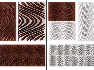 Modern Decorative Wall Panels With Brown White Wavy Striped Textures For Interior Design 3d model