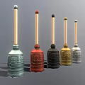 Multiple Colored Equipment Tools With Wooden Handles And Textured Surface Designs