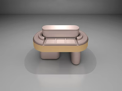 Elegant Modern Display Shelf With Gold Light Pink Two Tiered Design And Supporting Legs 3d model