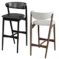 Stylish Contemporary Bar Stools With Wooden Frame And Upholstered Seats In Black And White