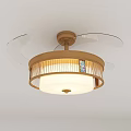 Modern Brass Ceiling Lamp With Circular Illuminated Shade And Transparent Blades
