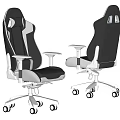 Ergonomic Office Chair with Black Gray Leather Adjustable Armrests Swivel Wheels Supportive Backrest