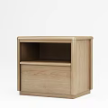 Modern Simple Light Wood Bedside Table With Drawer And Open Shelf 3d model