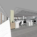 Modern Public Office Space With Open Layout Workstations And Ergonomic Chairs 3d model