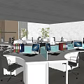 Modern Public Office Space With Open Layout White Desks Computers Office Chairs And Green Plants