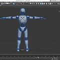 Game Movie Robotic Character With Silver Mechanical Body Blue Eyes And Outstretched Arms