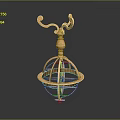 Copper Spherical Chandelier with Decorative Curved Top and Modern Metal Frame Design