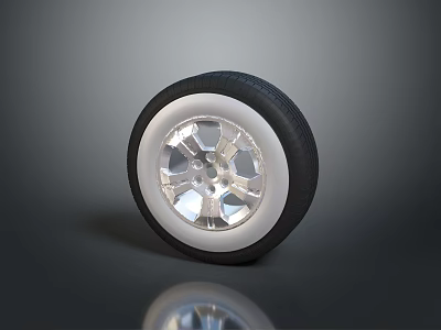 Car Parts Featuring Black Rubber Tire And Shiny Silver Alloy Wheel Rim For Vehicles 3d model
