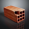 Red Clay Brick with Holes and Textured Surface for Construction Projects 3d model