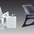 Modern Single Chair With Stylish Design Different Colors And Side Table Decor 3d model