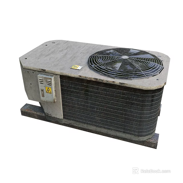Industrial Cooling Equipment Featuring Metal Casing Top Mounted Fan Heat Sink Fins And Support Brackets 3d model 